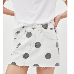 ZARA polka dot mini denim skirt XS